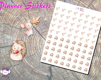 Pegatinas para agenda con diseño de ratón y erizo, animales otoñales acogedores, papel adhesivo mate.
