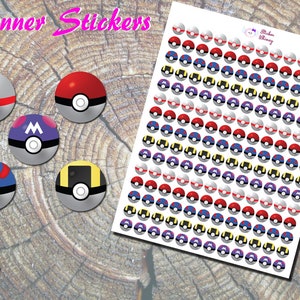 Adesivos de Poke Ball, Adesivos impressos, Adesivos de Poke Mon Go, Adesivos de jogos para celular, Adesivos de planejador de Poke Ball, Adesivos de jogos online, Ícone de tipo