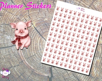 Christmas Pig Planner Stickers: Holiday Kawaii Stickers