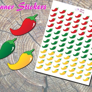 Stickers Annuaire de Piments, Stickers végétaliens, Stickers Légumes, Aliments Épicés, Papiers Autocollants, Fonctionnel, Stickers De Rappel