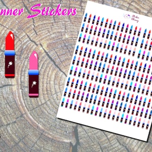 Lipstick Planner Stickers, Printed Stickers, Cute Stickers, Makeup Stickers, Beauty Stickers, Erin Condren, Functional, Colorful Sticker