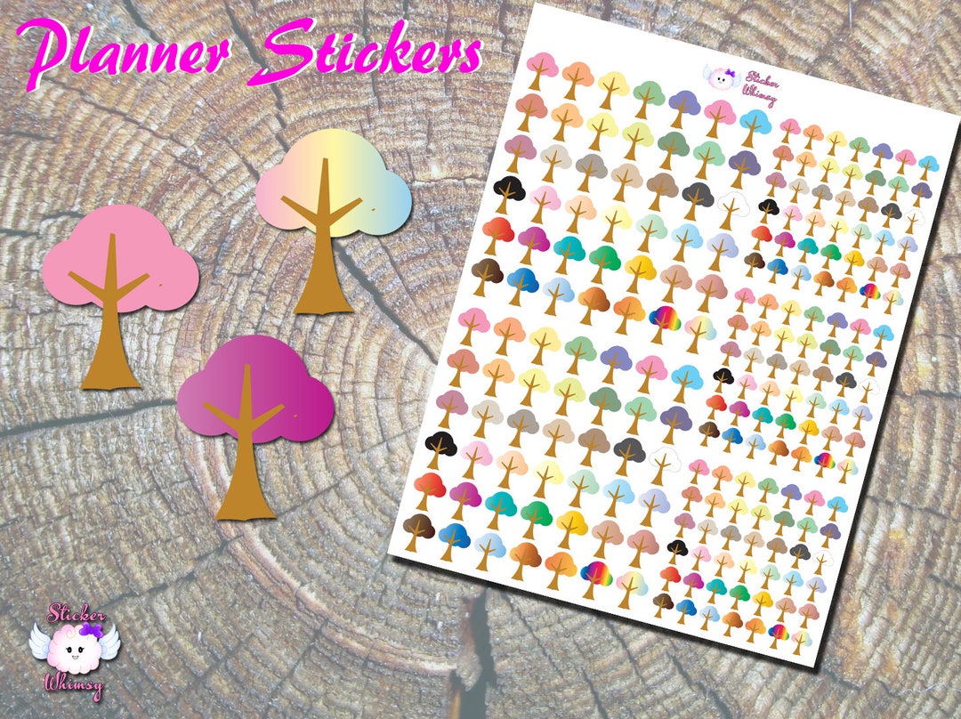 Colorful Tree Planner Stickers: Nature Reminder Stickers - Etsy