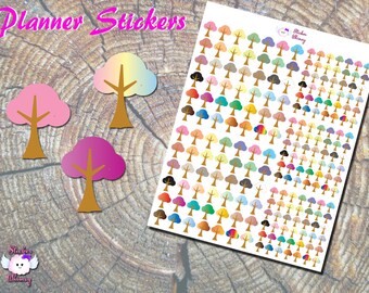Colorful Tree Planner Stickers: Nature Reminder Stickers