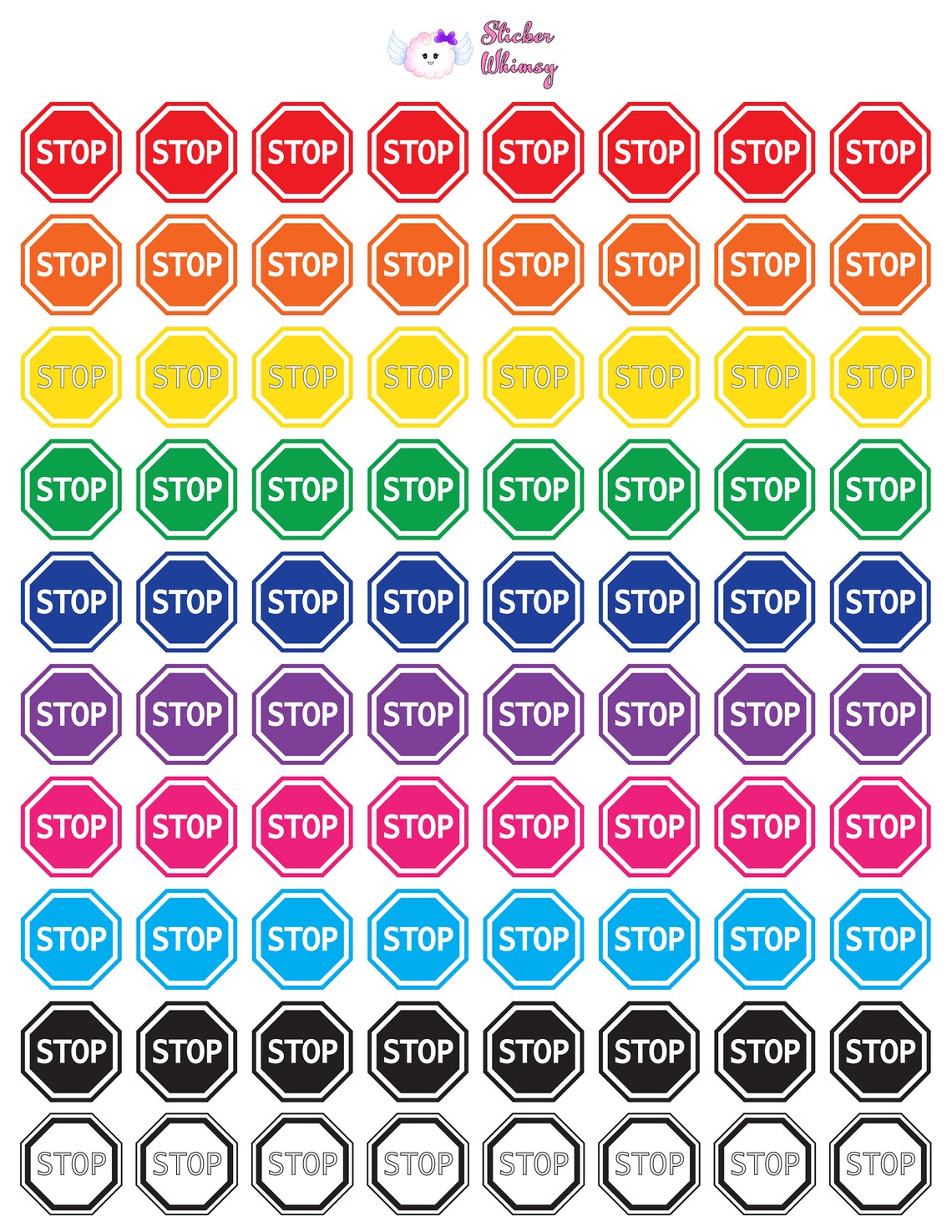 Colorful Stop Sign Planner Stickers - 80 Count - Etsy