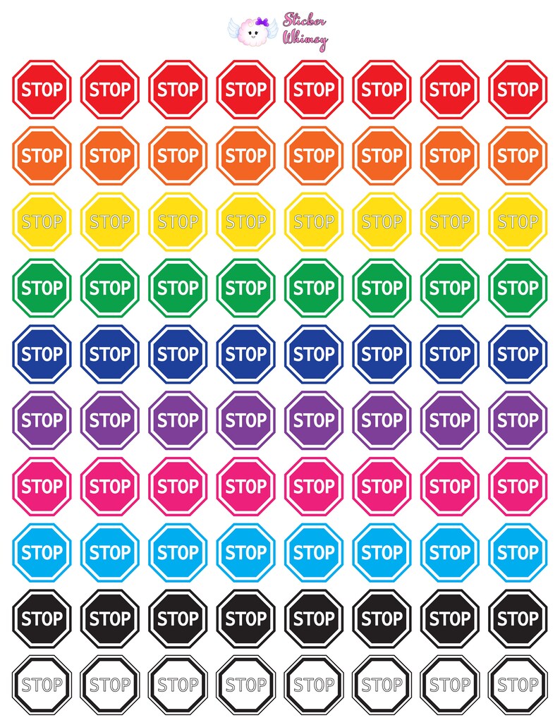 Colorful Stop Sign Planner Stickers - 80 Count image 2