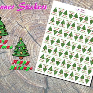 Christmas Tree Stickers, Printed Stickers, Happy Holiday Stickers, Cartoon Trees, Christmas Stickers, Cute Stickers, Erin Condren, Reminder