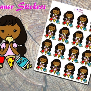 Black Girl Cheat Day Planner Stickers, Printed Stickers, Food Stickers, Cute Girl Stickers, Diet, Erin Condren, Reminder, Functional