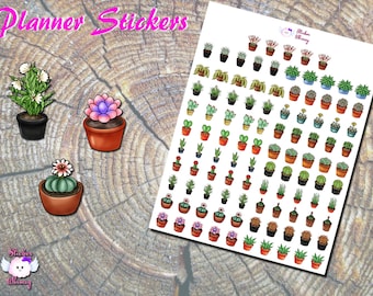 Potted Succulent Stickers: Desert Plant Cactus Stickers