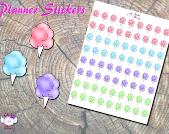 Cotton Candy Planner Stickers, Colorful Fair Treat Sheet, Erin Condren Functional Stickers