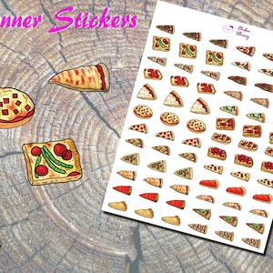 Pizza Slice Type Sticker Variety Pack Planner Stickers, Assorted Toppings, Laptop Sticker, Food