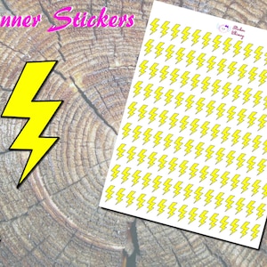 Stickers éclairs jaunes pour agenda, Stickers imprimés, Stickers météo, Stickers tonnerre, Rappel, Fonctionnel, Erin Condren, Coloré