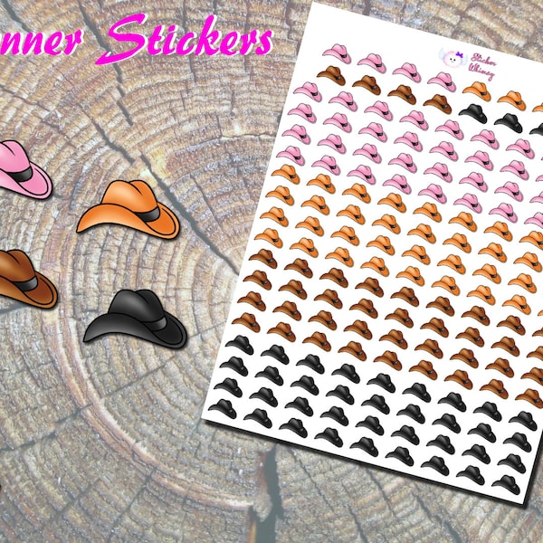 Cowboy Cowgirl Hat Planner Stickers, Printed Stickers, Clothes Stickers, Fashion Stickers, Western Hat Stickers, Functional, Erin Condren