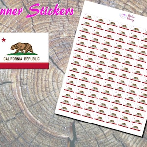 California Flag Planner Stickers, Printed Stickers, North America Stickers, USA State Flag Stickers, California State Flag stickers