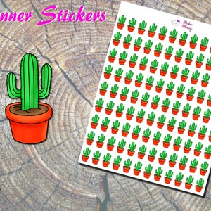 Pegatinas de cactus en maceta, pegatinas impresas, pegatinas de plantas del desierto, plantas de interior, pegatinas lindas, kawaii, pegatinas de cactus en maceta, planta verde