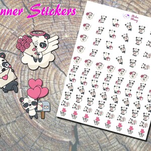 Pegatinas lindas de panda para el día de San Valentín, pegatinas impresas, día de San Valentín, pegatinas de corazón, pegatinas de cartas de amor, pegatinas de corazón, pegatinas lindas