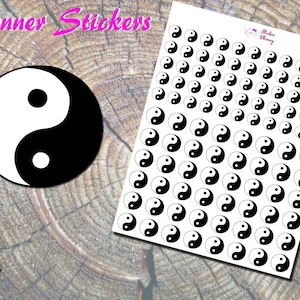 Yin Yang-symbool plannerstickers, gedrukte stickers, mandalastickers, cirkelstickers, leuke stickers, Erin Condren, functioneel, herinnering