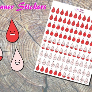 Stickers menstruatiebloed, gedrukte stickers, menstruatiestickers, menstruatiestickers, schattige stickers, Erin Condren, herinnering