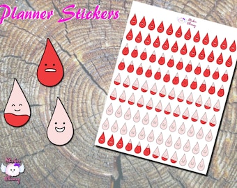 Period Blood Planner Stickers, Printed Stickers, Period Tracker Stickers, Menstruation Stickers, Cute Stickers, Erin Condren, Reminder