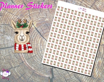 Christmas Llama Planner Stickers: Holiday Scarf, Holly Berry - 154 pc