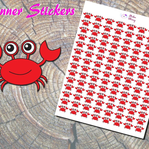 Red Crab Planner Stickers, Printed Stickers, Sea Animal, Sea Life Stickers, Animal Stickers, Cute Stickers, Kawaii, Erin Condren, Functional