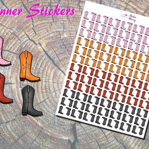 Cowboy Cowgirl Stiefel Planer Aufkleber, gedruckte Aufkleber, Kleidung Aufkleber, Mode-Aufkleber, Western Aufkleber, funktional, Erin Condren