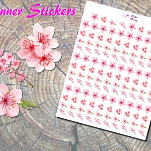 Pegatinas para planificador de Sakura, pegatinas impresas, pegatinas de flor de cerezo, flor rosa, pegatinas bonitas, flores bonitas, Erin Condren, funcionales