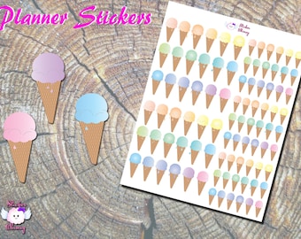 Ice Cream Cone Planner Stickers: Colorful Summer Stickers