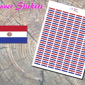 Paraguay Flag Planner Stickers, Printed Stickers, Latin America Stickers, South American Stickers, International Flag, Country Flag Stickers