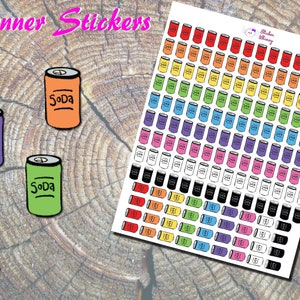 Soda Can Planner Stickers: Kawaii Junk Food, Functional Reminders