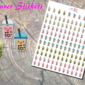 Autocollants simples du planificateur de boisson Boba, Autocollants emotes mignons, Autocollants pour boissons froides, Autocollants imprimés, Stickers Boba mignons, Autocollants kawaii