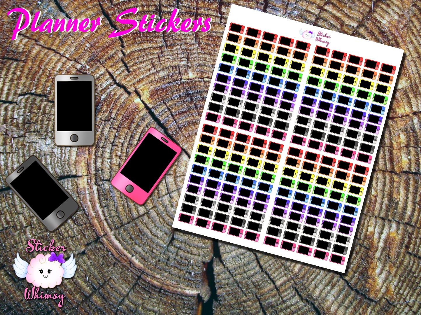 Smart Telephone Sticker Colorful Smartphone Planner Stickers, Cute Kawaii Stickers - Etsy
