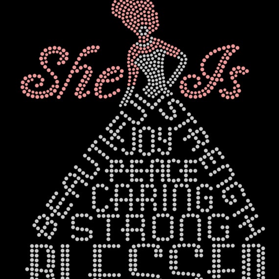 Rock It Flock Rhinestone Template Transfer She Is Beautiful Etsy