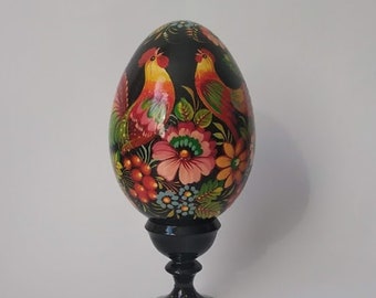 Painted With Petrykivka Painting Colourful Wooden Egg Ukrainian Folk Art Pysanka Easter Egg On A Separate Stan Art Collectibles Collectibles Vadel Com