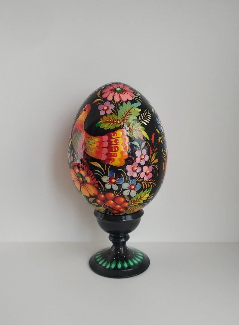 Ukrainian folk art Easter egg Pysanka Petrykivka Colourful wooden egg