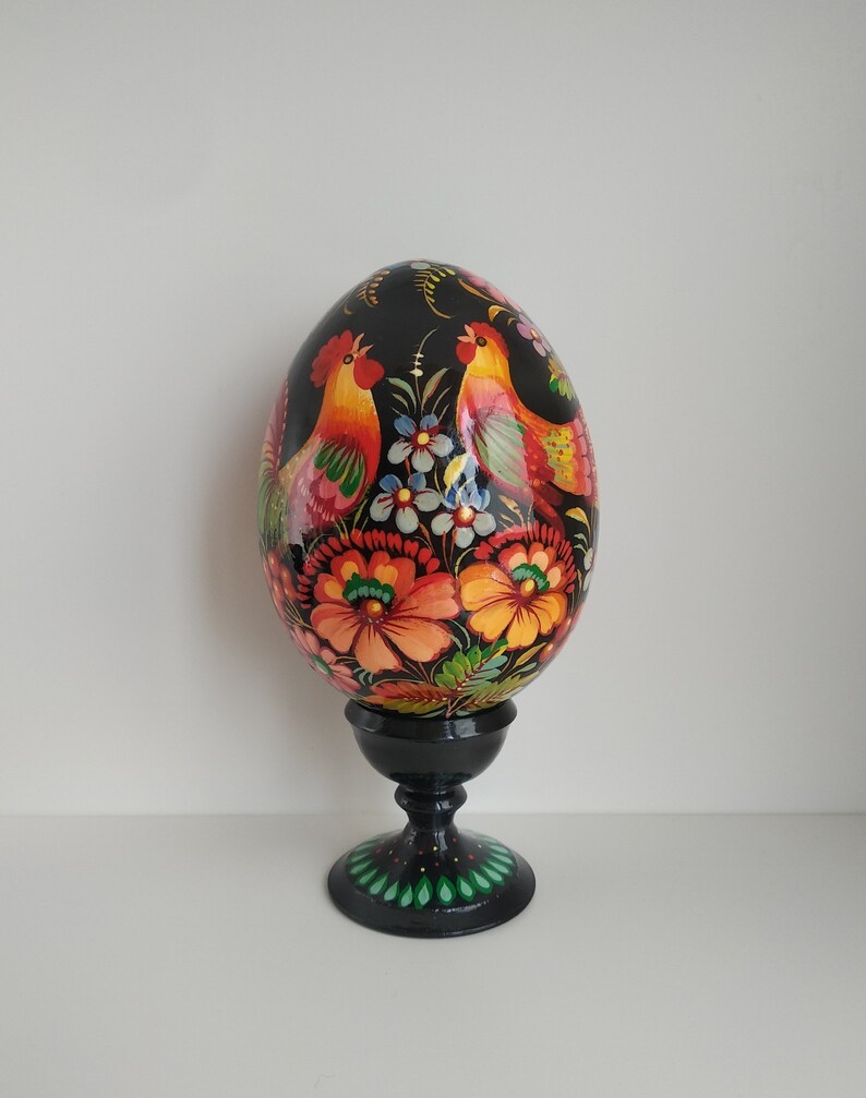 Ukrainian folk art Easter egg Pysanka Petrykivka Colourful wooden egg