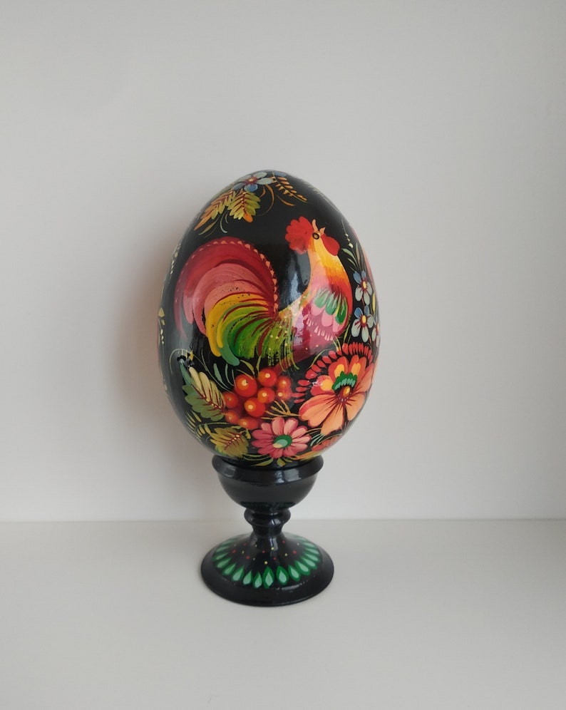 Ukrainian folk art Easter egg Pysanka Petrykivka Colourful wooden egg