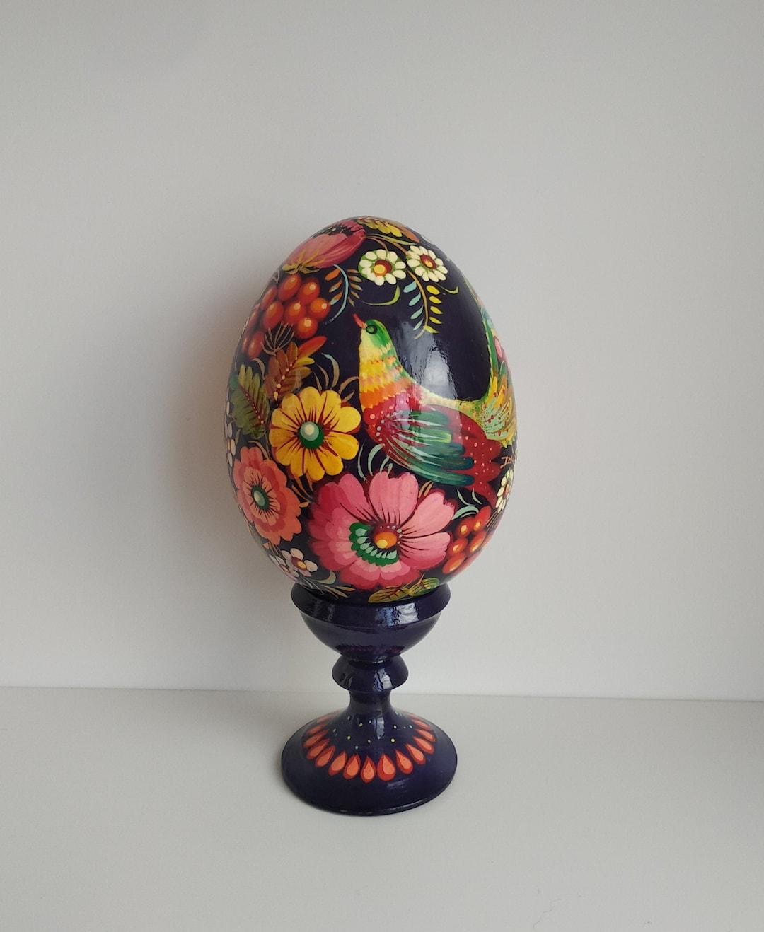 Colourful Wooden Egg Ukrainian Folk Art Easter Egg Pysanka Petrykivka ...