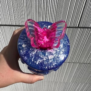 Butterfly resin jar, jewelry storage, crystal storage, handmade, colorful