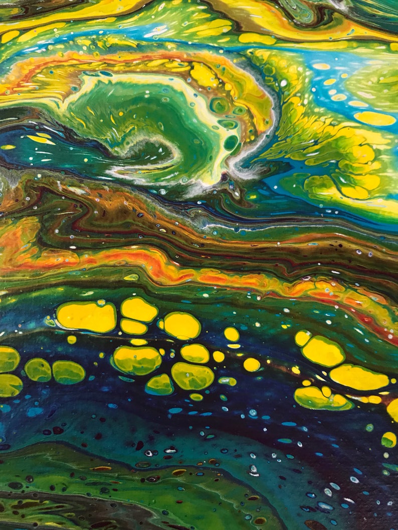 Green Acrylic Pour Painting Fluid Acrylic Abstract Art Etsy