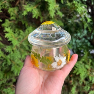 Resin mushroom jar, flowers, summer, nature, jewelry storage
