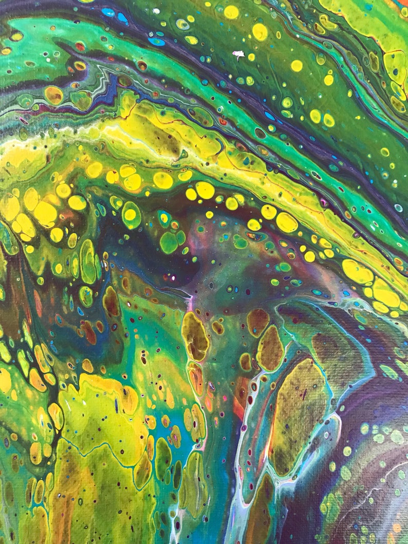 Green acrylic pour painting fluid acrylic abstract art Etsy
