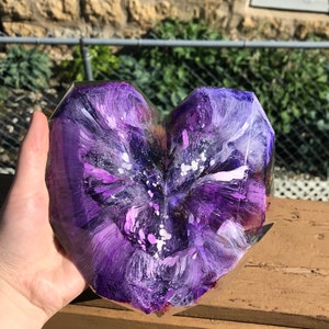 Purple Resin Geometric Heart