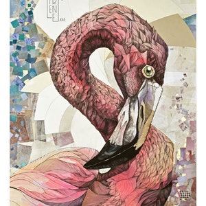 STAMPA edizione limitata "Fenicottero", Stampa giclée, home decor, illustrazione, arte animale, wall art, acquerello, disegno china, regalo