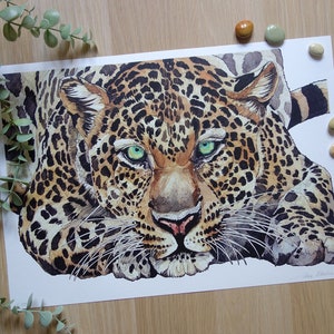 STAMPA edizione limitata "Leopardo",Stampa giclée, home decor, illustrazione, wall art, arte animale, pittura ad acquerello, disegno a china