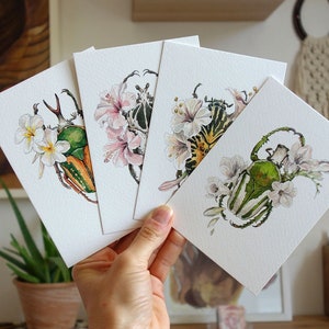 MINI PRINTS Set van 4 stuks. Dierenkunst, giclée print, woondecoratie, illustratie, kunst aan de muur, aquarel, inkttekening, dieren in het wild, cadeau