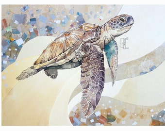 PRINT limited edition "Sea turtle", Giclée print, fine art, home decor, animal art, gift, wildlife, illustration, watercolor painting