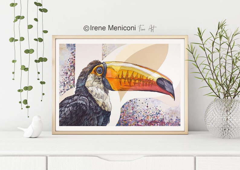PRINT limited edition Toucan , tropical bird, Giclée print, fine art, home decor, art, gift, watercolor and ink drawing, animal portrait image 8