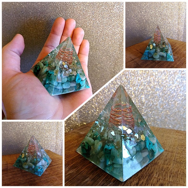 Large 50mm by 50mm turquoise orgone pyramid