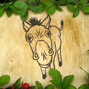 Schattig Hand getrokken ezel overzicht tekening hoofd perspectief SVG-bestand tshirt ontwerp boerderij muilezel kont grappige cricut scan n gesneden silhouet paard