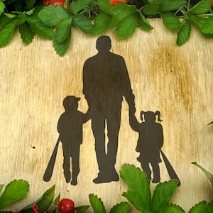 Download Father And Children Daughters Son Baseball Bat Love Handdrawn Svg File Dad Of Boy Girl Sweater Original Cricut Scan N Cut Silhouette Craft Supplies Tools Printing Printmaking